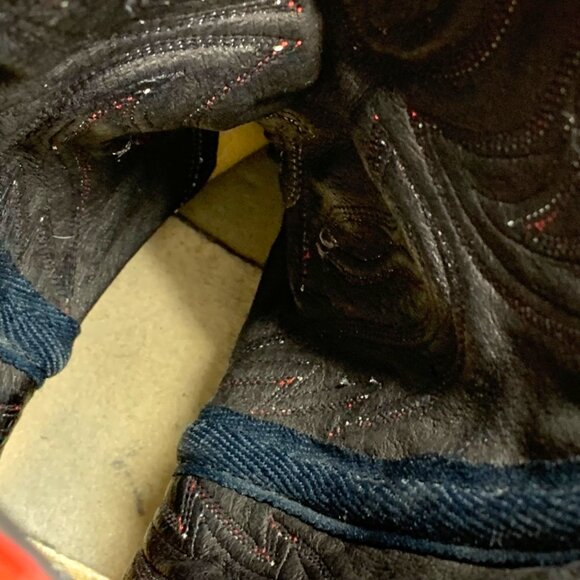 Vintage Dan Post Black Leather‎ Red Inlaid Leather Cowgirl Boots - Picture 9 of 12